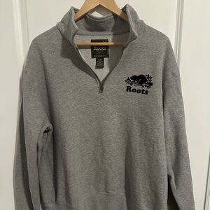 Roots Original 1/4 Zip Stein Sweatshirt - size large